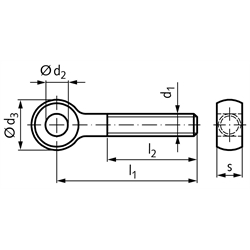 Augenschraube DIN 444 Gewinde M20x63mm l1=130mm Edelstahl 1.4305 , Technische Zeichnung