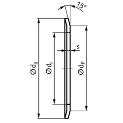 Bordscheibe Stärke 0,5mm Ø 32 x 28 x 21,5mm Stahl verzinkt, Technische Zeichnung