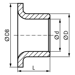 Bundbuchse geschlitzte Ausführung 30 x 34 / 42 x 30 mm , Technische Zeichnung