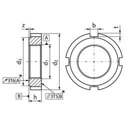 Nutmutter DIN 1804 Form H M95x2 gehärtet und Planflächen geschliffen , Technische Zeichnung