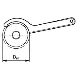 Hakenschlüssel für Nutmuttern DIN 981 / DIN 1804 Durchmesserbereich 30-32mm Stahl brüniert, Technische Zeichnung