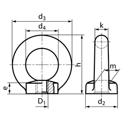Ringmutter DIN 582 M12 Stahl C15E galvanisch verzinkt === Benutzerinformation: www.maedler.de im Bereich Downloads ===, Technische Zeichnung