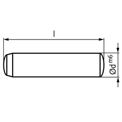 Zylinderstift DIN 6325 Stahl gehärtet Durchmesser 10m6 Länge 50mm, Technische Zeichnung