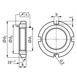 Nutmutter DIN 70852 M42x1,5 blank, Technische Zeichnung