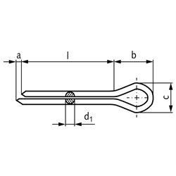 Splint DIN EN ISO 1234 (ex DIN 94) 2 x 36 verzinkt, Technische Zeichnung