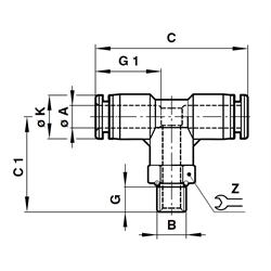 Drehbare T-Einschraubverschraubung Rohr-Außendurchmesser 6mm Gewinde G1/8 , Produktphoto