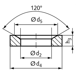 Kegelpfanne DIN 6319 Form D Innen-Ø 12mm Außen-Ø 21mm für Bolzen- Ø 10mm Edelstahl 1.4301, Technische Zeichnung