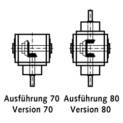 Miniatur-Kegelradgetriebe MKU, Bauart H, i=4:1, Technische Zeichnung