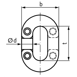 Notkettenglied RN für Rundstahlkette DIN 766 A Material 1.4401 Kettenstärke 5mm, Technische Zeichnung