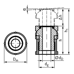 Kugelverstellschraube mit Kontermutter MN 686.9 40-26,0 rostfrei 1.4301, Technische Zeichnung