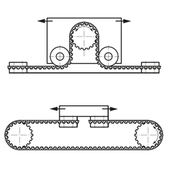 PU-Zahnriemen Profil T20 Breite 75mm Meterware 75 T20 (Polyurethan mit Stahl-Zugsträngen gepackt 3 x 25mm) , Technische Zeichnung