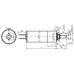 Kleingetriebemotor PE mit Gleichstrommotor 24V Größe 1 n2=50 /min i=120:1 , Technische Zeichnung