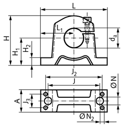 Präzisions-Wellenbock GW ISO-Reihe 3 für Wellendurchmesser 30mm, Technische Zeichnung