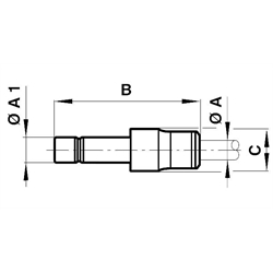 Vergrößerungsverbindung Zapfen-Außendurchmesser 4mm Rohr-Außendurchmesser 6mm , Technische Zeichnung