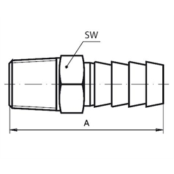 Schlauchtülle für Schlauchdurchmesser 9mm , Technische Zeichnung
