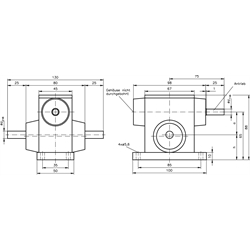 Schneckengetriebe G/II Ausführung B Achsabstand 33mm Übersetzung 20:1 (Betriebsanleitung im Internet unter www.maedler.de im Bereich Downloads), Technische Zeichnung