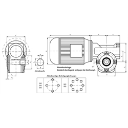 Schneckengetriebemotor HMD/I Grundausführung Getriebegröße 063 n2=48,0 /min 1,1kW 230/400V 50Hz IE3 Abtrieb Hohlwelle (Betriebsanleitung im Internet unter www.maedler.de im Bereich Downloads), Technische Zeichnung