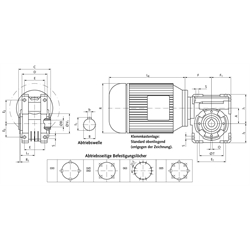 Schneckengetriebemotor HMD/II Grundausführung Getriebegröße 085 n2=13,4 /min 0,55kW 230/400V 50Hz IE2 Abtrieb Hohlwelle (Betriebsanleitung im Internet unter www.maedler.de im Bereich Downloads), Technische Zeichnung