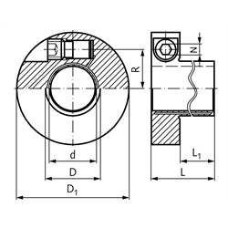 Spannbuchse E Bohrung 22mm , Technische Zeichnung