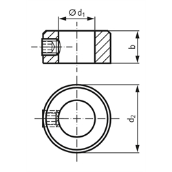 Stellring DIN 705 A Bohrung 50mm verzinkt Gewindestift mit Innensechskant nach DIN EN ISO 4027 (alte DIN 914), Technische Zeichnung