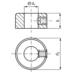 Stellring DIN703 Bohrung 80mm verzinkt Gewindestift 12.9 mit Innensechskant, Technische Zeichnung