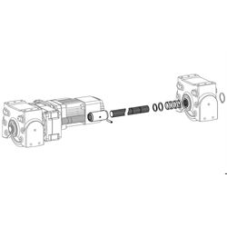 Zentralantrieb-Set für Radblock RB/I Größe 250 bis Abstand 2900mm Durchmesser 45mm Länge ca. 2470mm , Technische Zeichnung