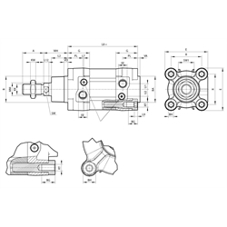 Doppeltwirkender Normzylinder nach ISO 15552 Zylinderdurchmesser 63mm Hub 25mm Druck max. 12 bar 
, Technische Zeichnung