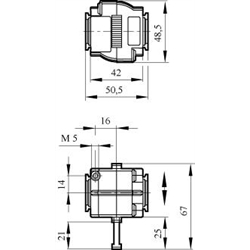 3/2-Wege-Absperrventil manuelle Betätigung Anschluss G1/4 , Technische Zeichnung