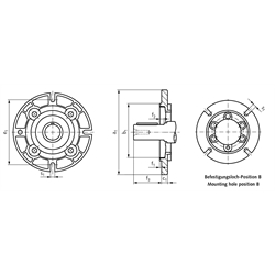 Abtriebsflansch für Stirnradgetriebemotor HR/I Getriebegröße 40/2 und 40/3 Durchmesser 140mm Gesamthöhe 13mm, Technische Zeichnung