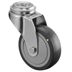 Apparaterolle mit Rückenloch TPE-Rad Gummi grau leichte Ausführung Lenkrolle Rad-Ø 50 elektrisch leitfähig, Produktphoto