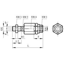 Ausgleichskupplung für Zylinderdurchmesser 50/63mm Gewinde M16x1,5 , Technische Zeichnung