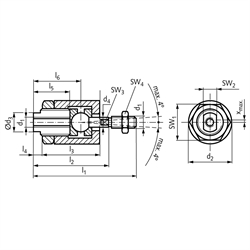 Ausgleichs-Kupplungen DAK, mit Radial- und Winkel-Versatzausgleich , Technische Zeichnung