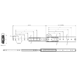 Auszugschienensatz DZ 5417 Schienenlänge 450mm hell verzinkt, Technische Zeichnung