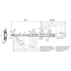 Rechte Auszugschiene DZ 9308 Schienenlänge 406mm hell verzinkt, Technische Zeichnung
