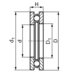 SKF Axial-Rillenkugellager 51105 einseitig wirkend Innen-Ø 25mm Außen-Ø 42mm Höhe 11mm, Technische Zeichnung