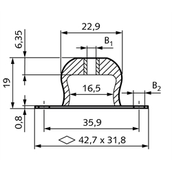 Metall-Gummi-Schwingungsdämpfer MBM „Bubble Mount“, Stahl verzinkt, Technische Zeichnung