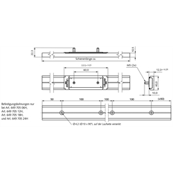 Linearführungen DA 0115 RC mit Kugelumlaufwagen, Schienenbreite 40 mm, Technische Zeichnung