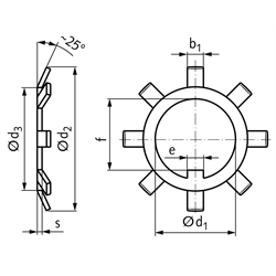 Sicherungsblech DIN 5406 Typ MB 0 Innendurchmesser 10mm Edelstahl 1.4301, Technische Zeichnung
