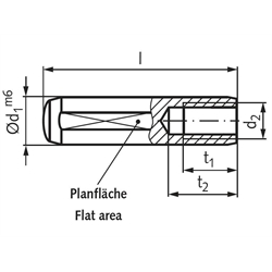 Zylinderstift DIN 7979 Stahl gehärtet Durchmesser 6m6 Länge 40mm mit Innengewinde M4, Technische Zeichnung