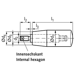 Drehbare Zylindergriffe 598, Technische Zeichnung