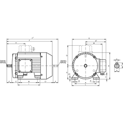 Drehstrom-Normmotor SM/I 230/400V 50Hz 0,55kW ca. 705 /min. Baugröße 90 L Bauform B3 Effizienzklasse IE2 (Betriebsanleitung im Internet unter www.maedler.de im Bereich Downloads), Technische Zeichnung