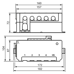 Kontrollbox GR/I Eingang 24V DC Ausgang 24V DC für 1-2 Stellantriebe, Technische Zeichnung