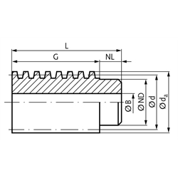 Schnecke aus 11SMn30+C Modul 0,5 1-gängig rechts, Technische Zeichnung