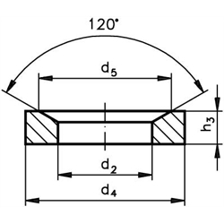 Kegelpfannen DIN 6319 Form D, Stahl, Technische Zeichnung