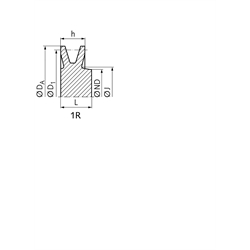 Keilriemenscheiben aus Aluminium-Guss, Profil B, SPB und XPB (17), 1-rillig, Technische Zeichnung