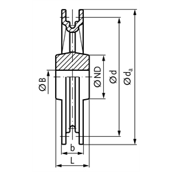 Unverzahntes Kettenrad (Kettenrolle) DIN 766 Außendurchmesser 162 mm für Kettenstärke 8 mm Material Grauguss GG25 , Technische Zeichnung