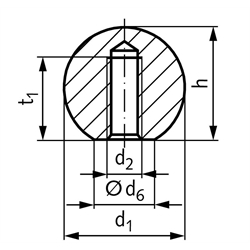 Kugelknöpfe DIN 319 Form C, Stahl, Technische Zeichnung