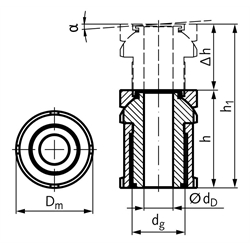 Kugelverstellschraube MN 686.8 15-6,6 rostfrei 1.4301, Technische Zeichnung
