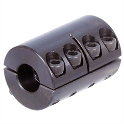 Geteilte Schalenkupplung MAT beidseitig Bohrung 4mm ohne Nut Stahl C45 brüniert mit Schrauben DIN 912-12.9 , Produktphoto