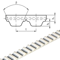 PU-Zahnriemen Profil AT10 Breite 16mm Meterware 16 AT10 (Polyurethan mit Stahl-Zugstrang) , Produktphoto